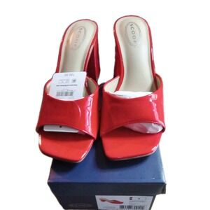 Scoop Size 9 Red Patent Angelica Slides Shoes  Vacay, Event, Dressy 3in. Heel